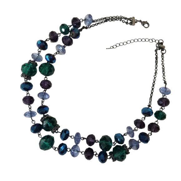 Crystal Necklaces x 2 Super Sparkly Iridescent Jewelry Blue, Green and Browns - Picture 11 of 15